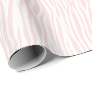 Meisjes Blush White Pink Zebra Print Cadeaupapier