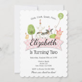 Meisjes Boerderij Barnyard Verjaardagsfeestuitnodi Kaart (Voorkant)