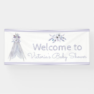 Meisjes Boho Stam Teepee Baby Shower Vlag Spandoek