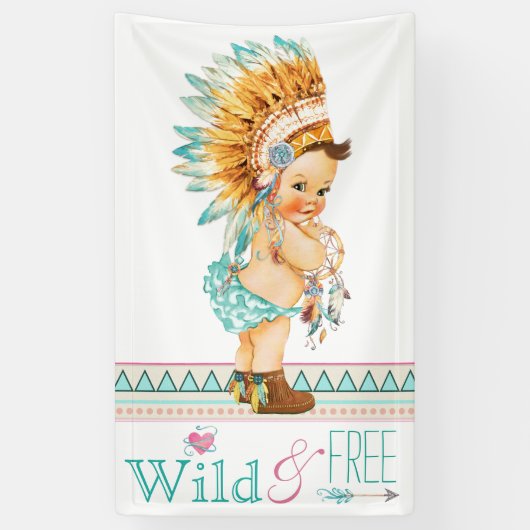 Meisjes Boho Tribal Baby shower Spandoek (Verticaal)