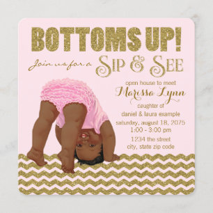 Meisjes 'Bottoms Up' drink-en-zie uitnodiging