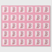 Meisjes Brief 'B' met Teddy Bear en Pink Gingham Cadeaupapier (Vlak)