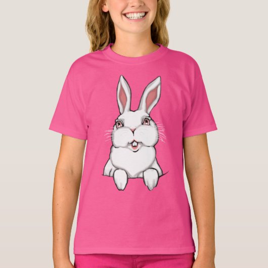 Meisjes Bunny Shirt Pocket Easter Bunny Tee Shirt (Voorkant)