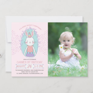 Meisjes Bunny Verjaardag Foto Kaart