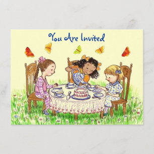 Meisjes & Butterflies Party Tea Invitation Cute Kaart