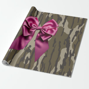 Meisjes Camo Pink Ribbon Bow Bottomland Camo Cadeaupapier