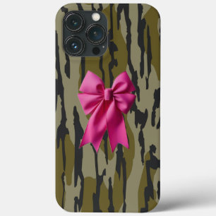Meisjes Camo Roze Lint Boog Onder Lands Camo iPhone 13 Pro Max Hoesje