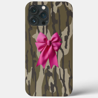 Meisjes Camo Roze Lint Boog Onder Lands Camo iPhone 13 Pro Max Hoesje