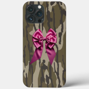 Meisjes Camo Roze Lint Boog Onder Lands Camo iPhone 13 Pro Max Hoesje