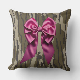 Meisjes Camo Roze Lint Boog Onder Lands Camo Kussen