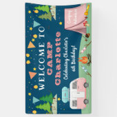 Meisjes Camping Birthday Camp Out Party Welcome Spandoek (Verticaal)