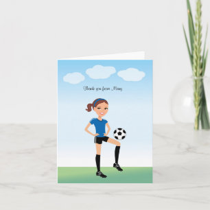 Meisjes Cartoon Soccer Folded Card Bedankkaart