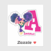 Meisjes CHEERLEADER Persoonlijke Naam Initiaal Sticker (Vel)