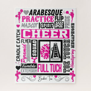 Meisjes Cheerleading Typografie in Zwart en Roze Legpuzzel