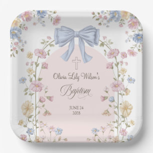 Meisjes Christelijke Doop Pastel Boog Wilde Bloem Papieren Bordje