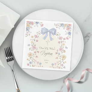 Meisjes Christelijke Doop Pastel Boog Wilde Bloem Servet