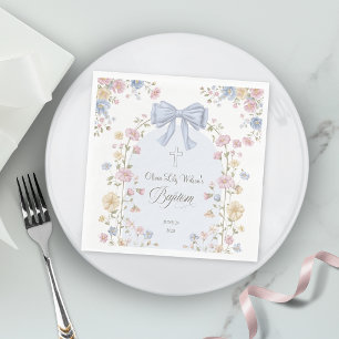 Meisjes Christelijke Doop Pastel Boog Wilde Bloem Servet