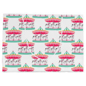 Meisjes circus carrousel patroon grote partijtas groot cadeauzakje (Achterkant)