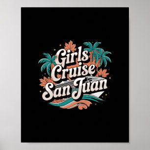 Meisjes cruise San Juan Thanksgiving Vintage Puert Poster