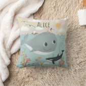 Meisjes Cute Ocean Whale Illustration Kinder Cushi Kussen (Deken)