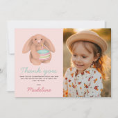 Meisjes Cute Roze Konijn Foto Kinderen Verjaardag Bedankkaart (Voorkant)