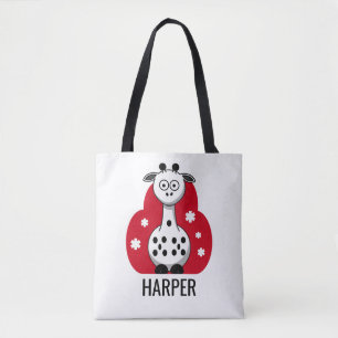 Meisjes Cute Waterverf Giraffe Safari Naam Draagtas