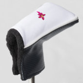Meisjes design, lichtgoud, paars rood golfheadcover (3/4 voorkant)