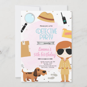 Meisjes detective feest uitnodiging