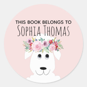 Meisjes "Dit boek behoort tot" Lamb Name Bookplate Ronde Sticker