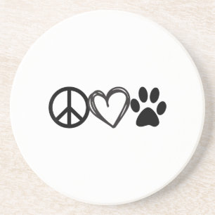 Meisjes Dog _ Cat Lover Shirt Peace Love Paws Zandsteen Onderzetter