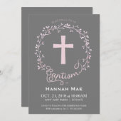 Meisjes Doopsel Uitnodiging, Girly Uitnodiging (Voorkant / Achterkant)