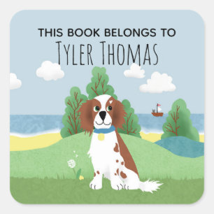 Meisjes dragen 'Dit boek behoort tot' Spaniel en n Vierkante Sticker