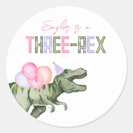 Meisjes Drie-Rex Party Stickers (Voorkant)