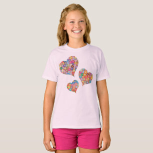 Meisjes Drievoudig Hart Luipaard & Roze Glitter Gr T-shirt