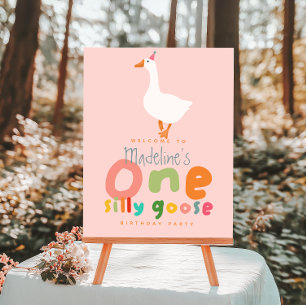 Meisjes Dwaasde Gans 1e Verjaardag Roze Welkomstbo Perfect Poster