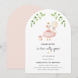 Meisjes Een Gekke Gans 1e Verjaardagsfeest Kaart