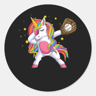 Meisjes Eenhoorn Dansende Dabbing Softbal Kleding Ronde Sticker