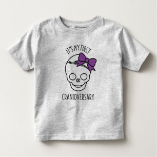 Meisjes Eerste Cranioversary Schedel met Boog Kinder Shirts