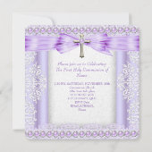 Meisjes Eerste Heilige Communie Kruis  lavender 2 Kaart (Achterkant)