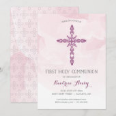 Meisjes Eerste Heilige Communie Uitnodiging, Water Kaart (Voorkant / Achterkant)
