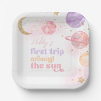 Meisjes eerste reis rond de zon papieren Borden