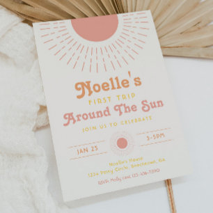 Meisjes eerste reis rond de zonuitnodiging kaart