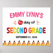 Meisjes eerste schooldag tweede klas poster (Voorkant)