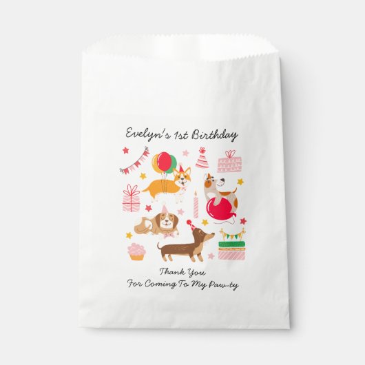 Meisjes eerste verjaardag Let's Pawty Favoriete Ta Bedankzakje (Voorkant)