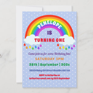 Meisjes eerste verjaardag Schattigee regenboog Kaart