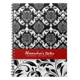 Meisjes Elegant Black en White Floral Damaskers 2 Notitieboek