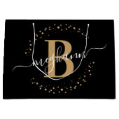 Meisjes Elegant Black Gold Name Monogramed Script Groot Cadeauzakje (Voorkant)