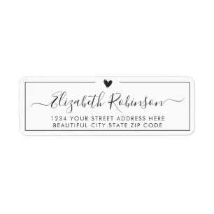 Meisjes Elegant Chic Script Heart Address Label