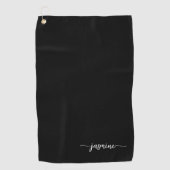 Meisjes Elegant Minimal Black Monogram Name Script Golfhanddoek (Voorkant)