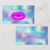 Meisjes Elegant Modern Holographic Lips Makeup Visitekaartje (Voorkant / Achterkant)